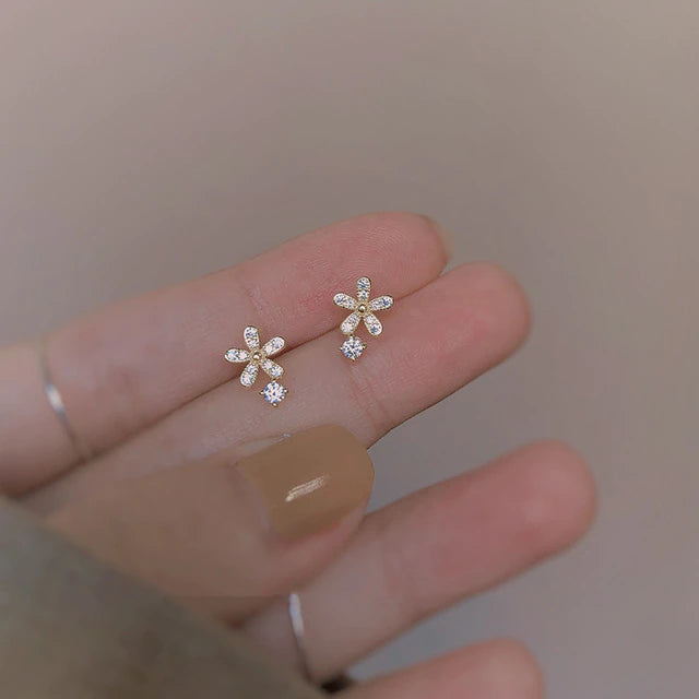 Children's Earrings:  Fairy Kisses Earrings with Push Backs - Star Flower with Dew Drop