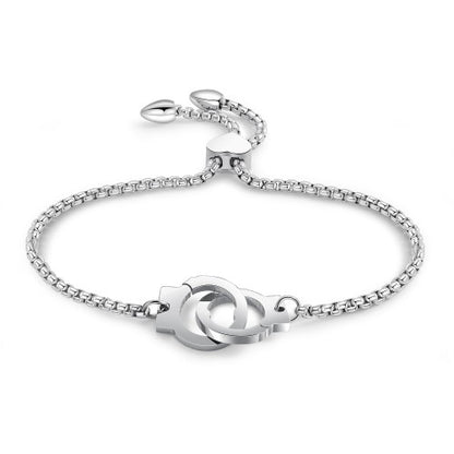 Adjustable bracelet featuring a surgical steel linked bolo design for elegant style and comfort.