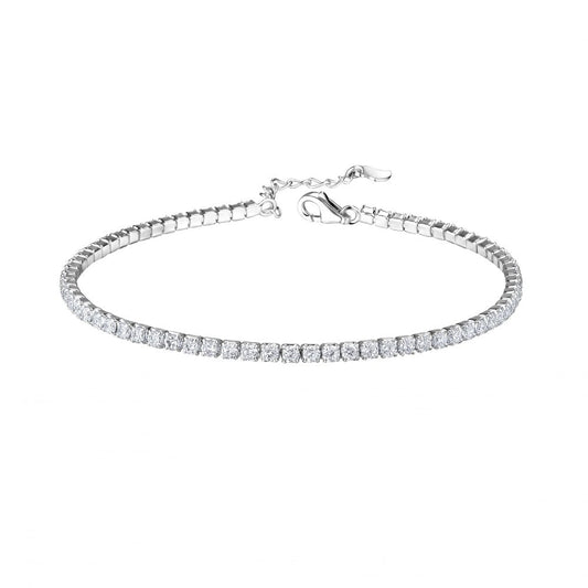 Children's and Teens' Bracelets:  Sterling Silver with 2mm Clear CZ Tennis Bracelets with Extension