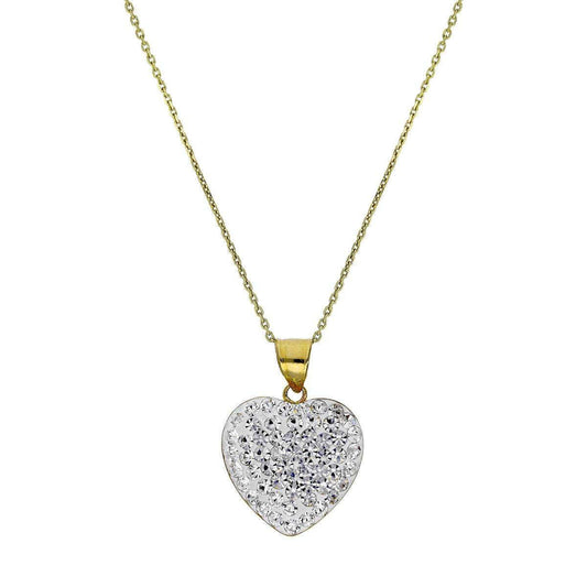 Childrens and Teens' Pendants:  9k Gold, White Crystal Hearts with Gift Box