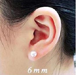 Children's Teens' and Mothers' Earrings:  Sterling Silver, Cultured, Freshwater Pearl Earrings 6mm with Gift Box