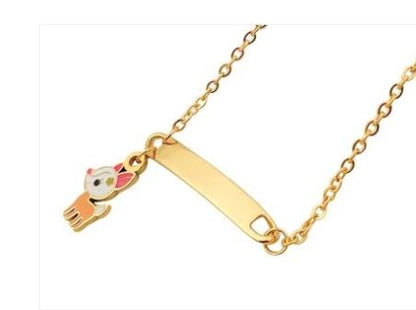 Children's Bracelets:   Steel with Gold IP ID Bracelets with Little Deer Charm