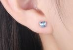 Baby and Children's Earrings:  Sterling Silver, Blue Swarovski Crystal Butterflies