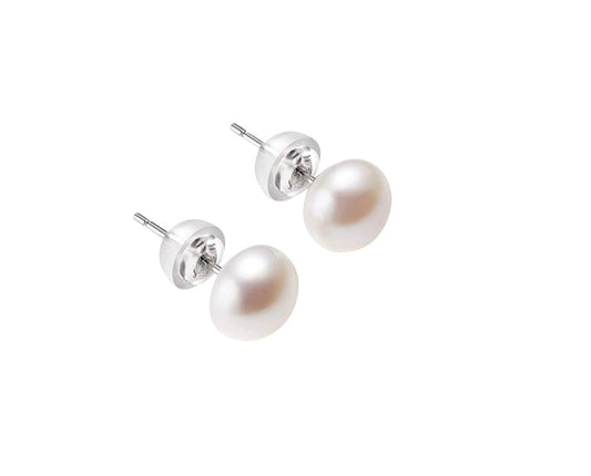 Children's Teens' and Mothers' Earrings:  Sterling Silver, Cultured, Freshwater Pearl Earrings 6mm with Gift Box