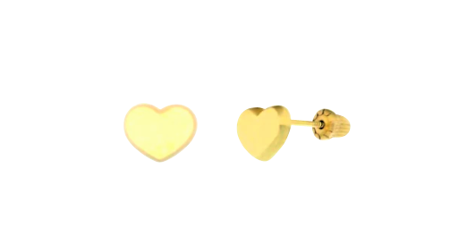Children's Earrings:  14k Gold Simple Hearts with Screw Backs and Gift Box