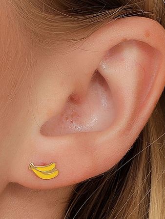 Children's Earrings:  Steel with Gold IP Banana Earrings with Screw Backs