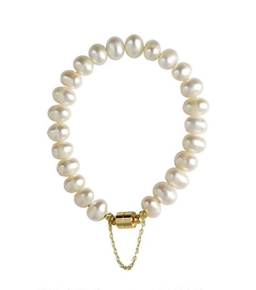 Children's, Teens' and Mother's Bracelets:  Freshwater Pearl Bracelets with Magnetic Clasp and Safety Chain