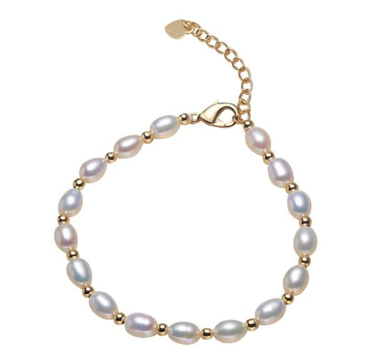 Children's and Teenagers' Bracelets:  14k Gold over Sterling Silver A-AAAA Freshwater Pearl Bracelets with Gift Box