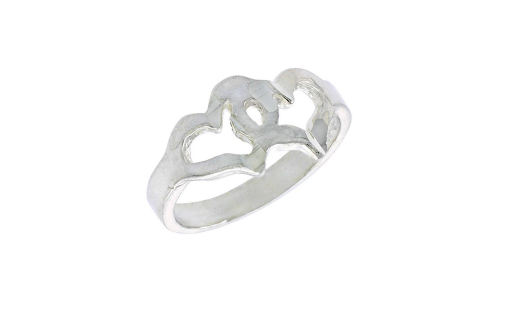 Baby and Children's Rings:  Sterling Silver Double Heart Rings in sizes 1 - 4
