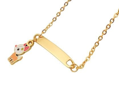 Children's Bracelets:   Steel with Gold IP ID Bracelets with Little Deer Charm