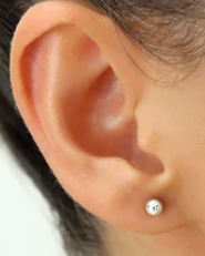 Children's Earrings:  14k White Gold Ball Stud Screw Back Earrings 4mm with Gift Box