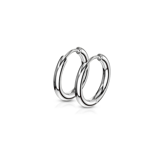 Children's earrings – 316L surgical steel hoop earrings 10mm with a polished finish.