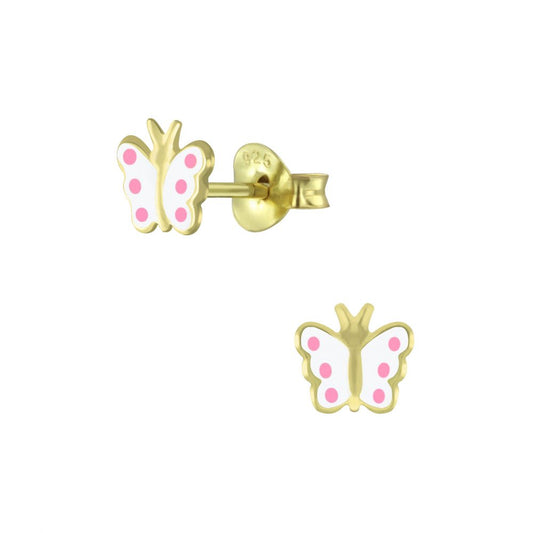 Children's Earrings:  14k Gold over Sterling Silver (Vermeil) Butterflies