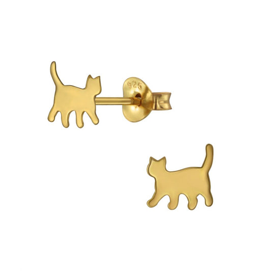 Children's Earrings:  14k Gold over Sterling Silver (Vermeil) Cats