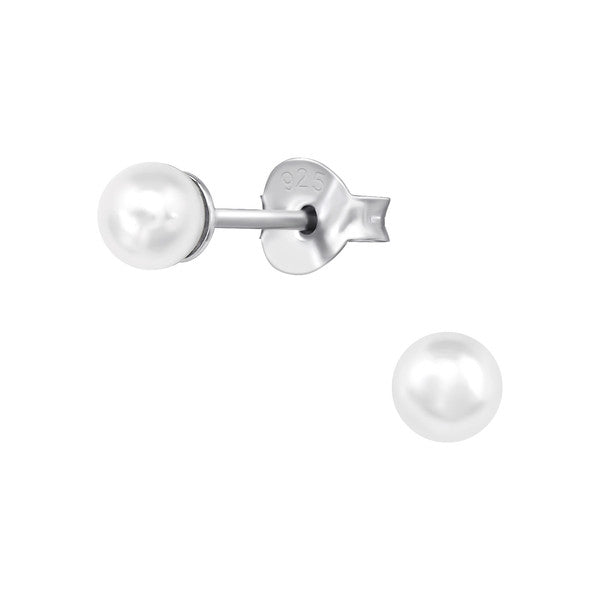 Children's, Teens' Earrings:  Sterling Silver Synthetic White Pearl Earrings