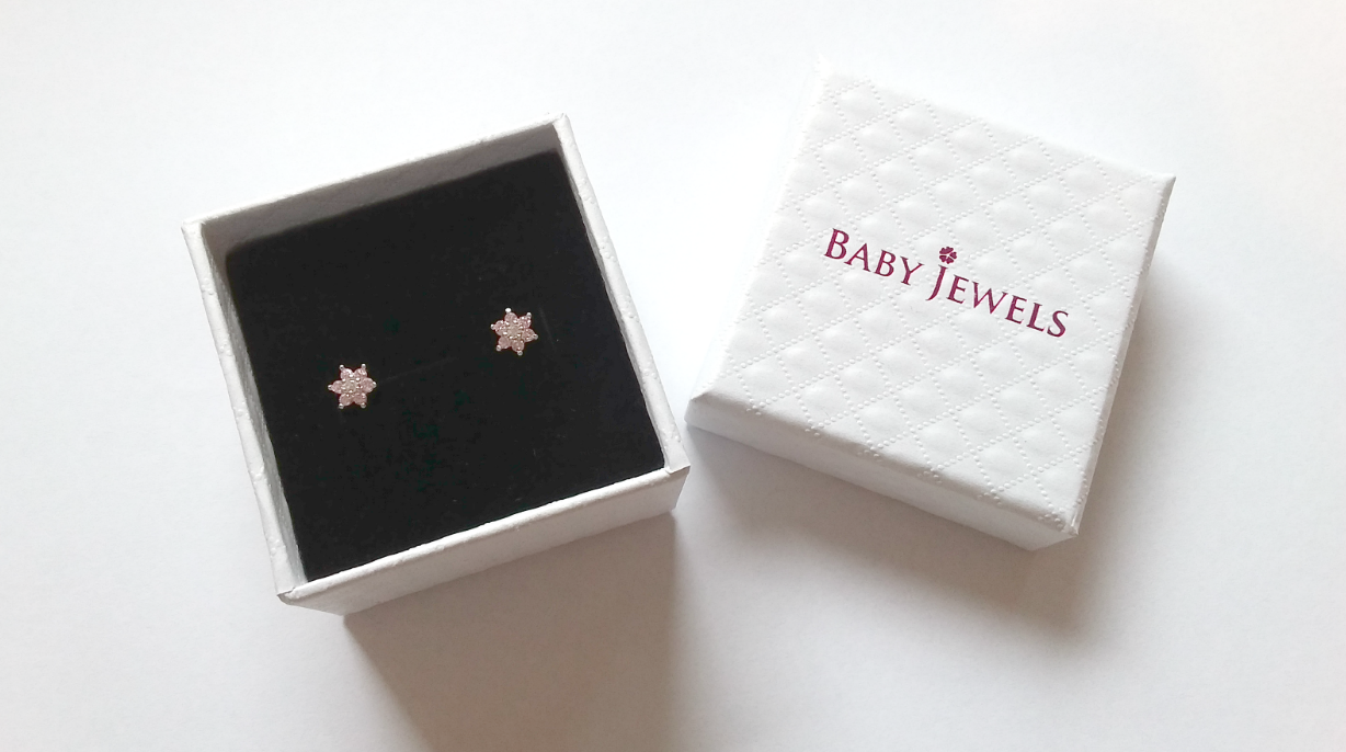 Baby and Children's Earrings:  14k Gold Blue AAA CZ Hearts with Screw Backs and Gift Box