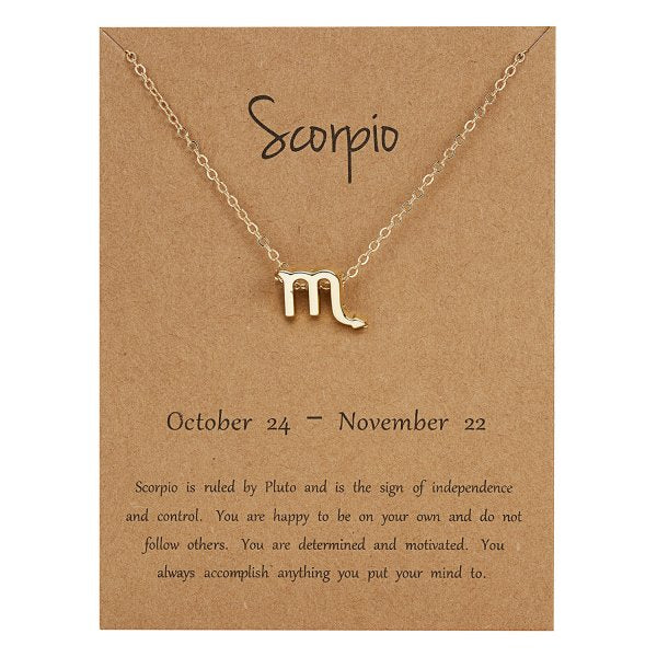 Children's Necklaces:  Steel with Gold IP Birthday Gift Zodiac Necklaces - Scorpio