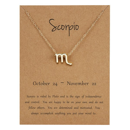 Children's Necklaces:  Steel with Gold IP Birthday Gift Zodiac Necklaces - Scorpio