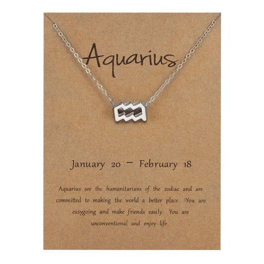 Children's Necklaces:  Steel Birthday Gift Zodiac Necklaces - Aquarius