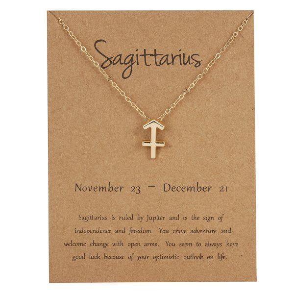 Children's Necklaces:  Steel with Gold IP Birthday Gift Zodiac Necklaces - Sagittarius