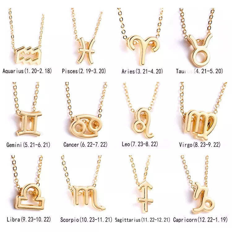 Children's Necklaces:  Steel with Gold IP Birthday Gift Zodiac Necklaces - Gemini
