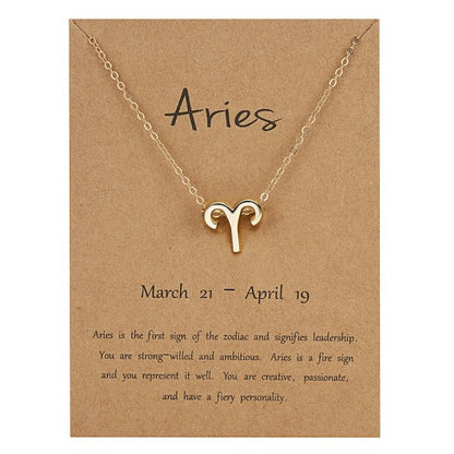 Children's Necklaces:  Steel with Gold IP Birthday Gift Zodiac Necklaces - Aries