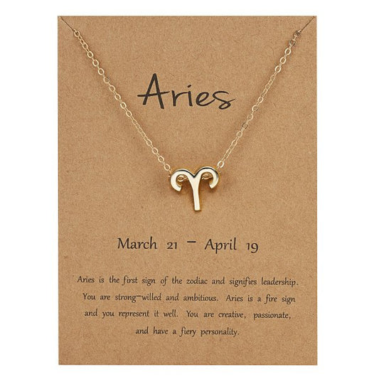 Children's Necklaces:  Steel with Gold IP Birthday Gift Zodiac Necklaces - Aries