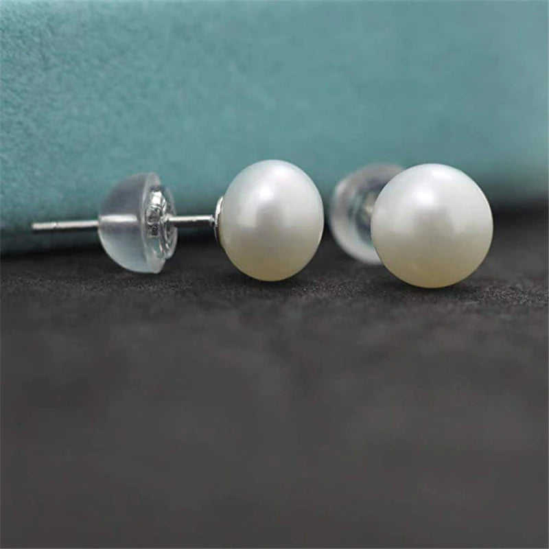 Children's Teens' and Mothers' Earrings:  Sterling Silver, Cultured, Freshwater Pearl Earrings 6mm with Gift Box