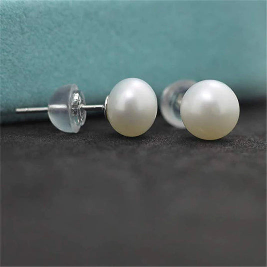 Teens' and Mothers' Earrings: Sterling Silver, Cultured, Freshwater Pearl Earrings 7mm with Gift Box
