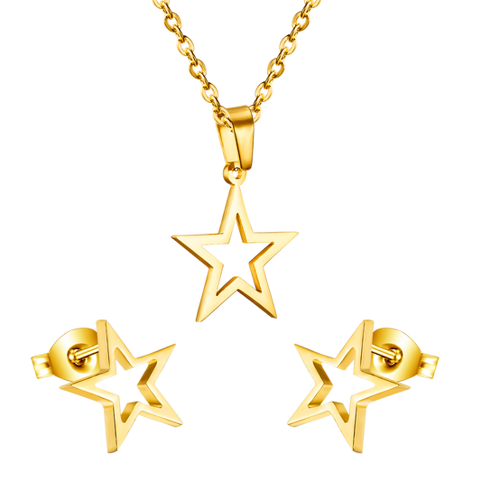 Children's, Teens' and Mothers' Necklace/Earrings Sets:  Surgical Steel, Gold IP, Stars