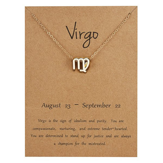 Children's Necklaces:  Steel with Gold IP Birthday Gift Zodiac Necklaces - Virgo