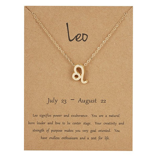 Children's Necklaces:  Steel with Gold IP Birthday Gift Zodiac Necklaces - Leo