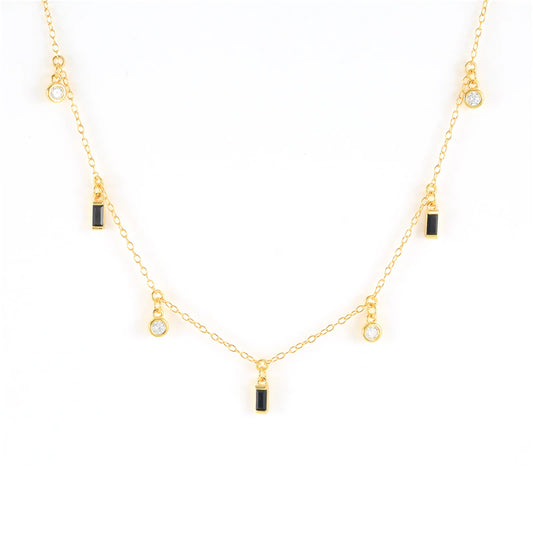 Children's and Teens' Necklaces:  14k Gold over Sterling Silver with Black CZ Dangles