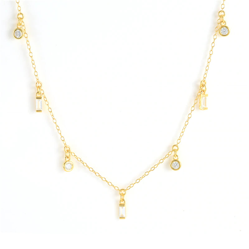 Children's and Teens' Necklaces:  14k Gold over Sterling Silver with Black CZ Dangles