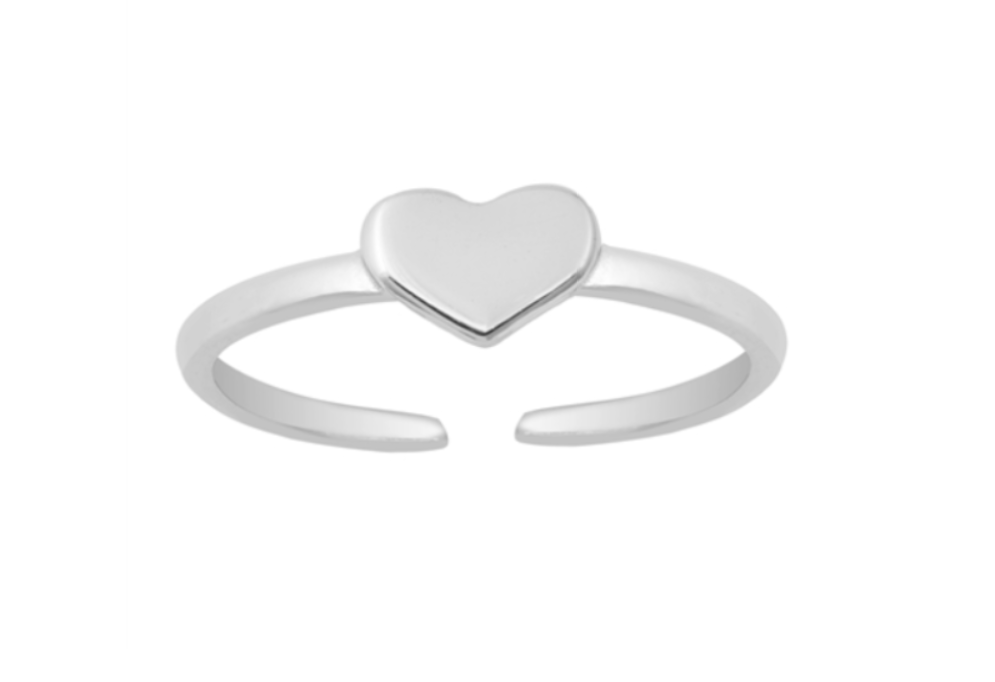Children's Toe Rings:  Sterling Silver Adjustable Toe Ring with Heart