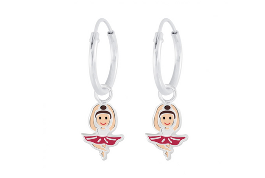 Children's Earrings:  Sterling Silver Sleepers with Ballet Dancer