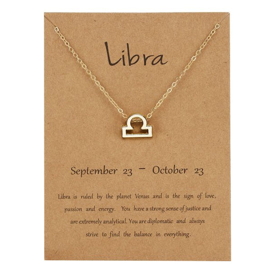 Children's Necklaces:  Steel with Gold IP Birthday Gift Zodiac Necklaces - Libra