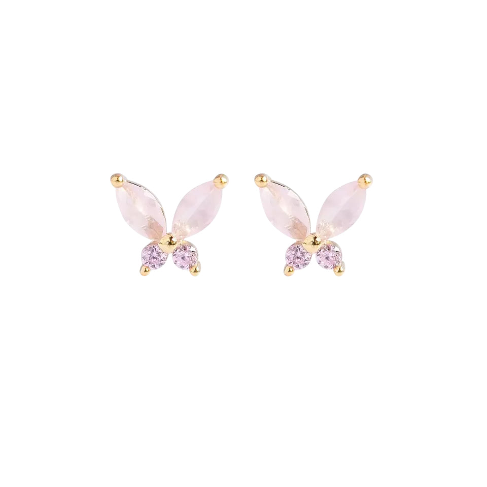 Baby and Children's Earrings:  14k Gold over Sterling Silver, Greeny Blue Butterflies