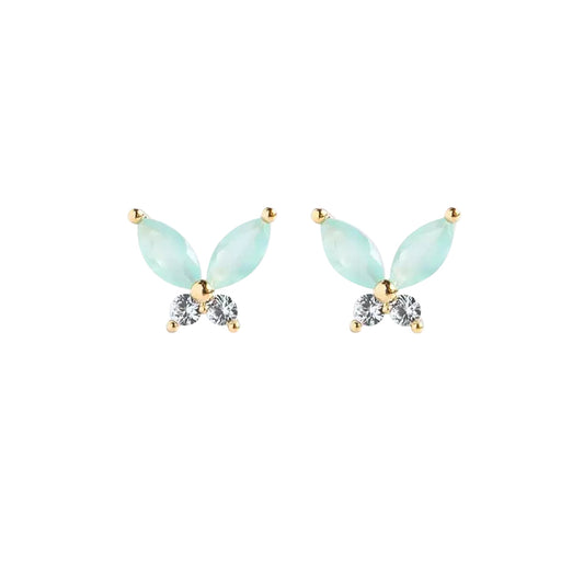 Baby and Children's Earrings:  14k Gold over Sterling Silver, Greeny Blue Butterflies