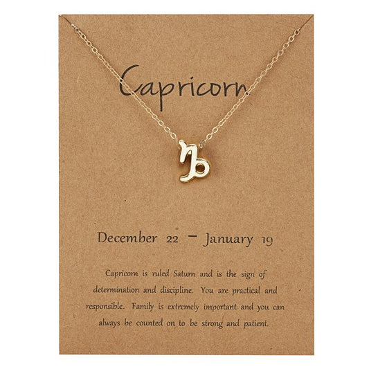 Children's Necklaces:  Steel with Gold IP Birthday Gift Zodiac Necklaces - Capricorn