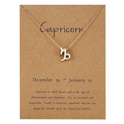 Children's Necklaces:  Steel with Gold IP Birthday Gift Zodiac Necklaces - Capricorn