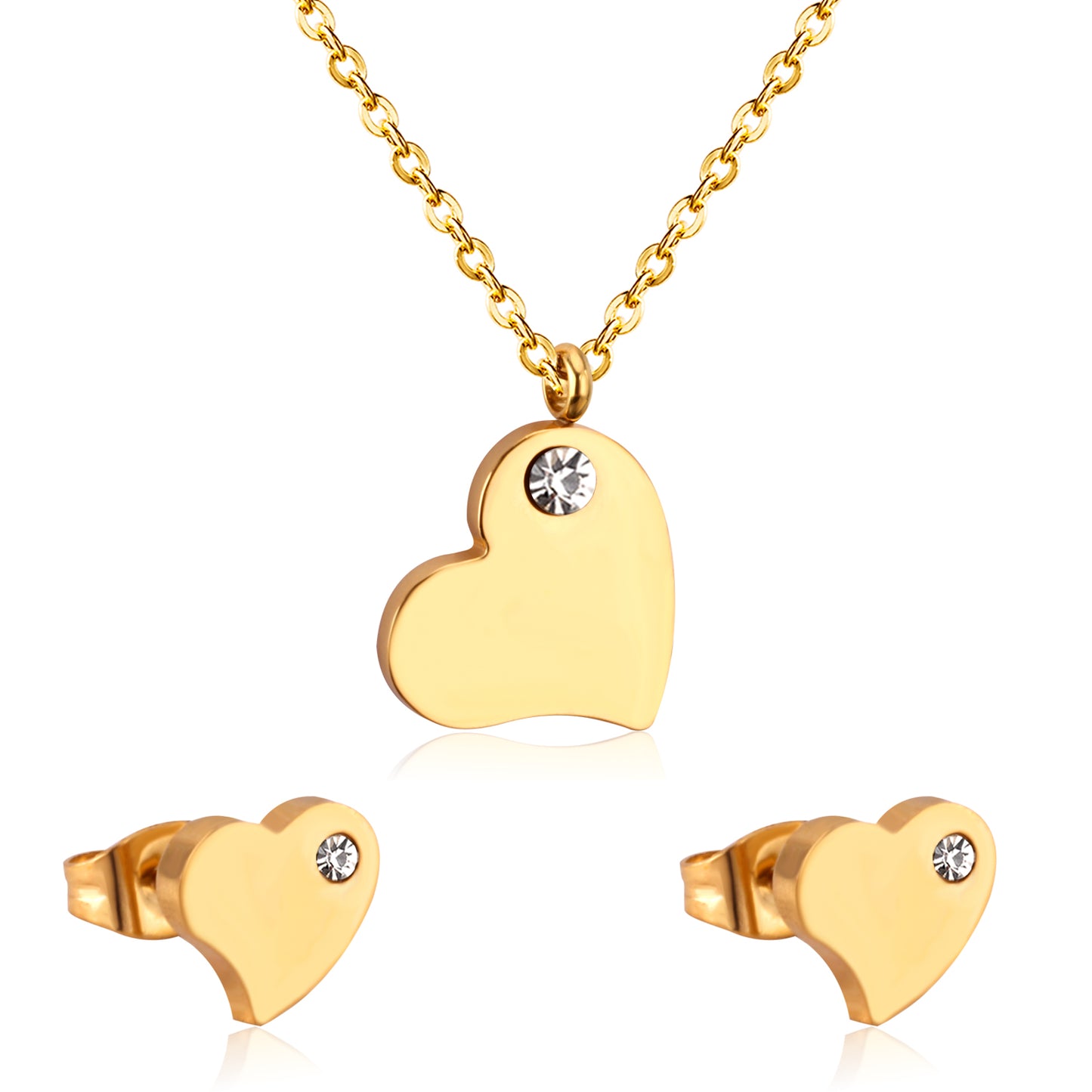 Children's, Teens' and Mothers' Necklace/Earrings Sets:  Surgical Steel, Gold IP, Hearts