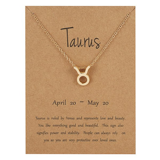Children's Necklaces:  Steel with Gold IP Birthday Gift Zodiac Necklaces - Taurus