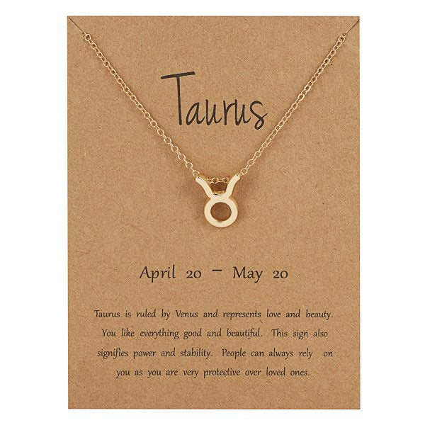 Children's Necklaces:  Steel with Gold IP Birthday Gift Zodiac Necklaces - Taurus