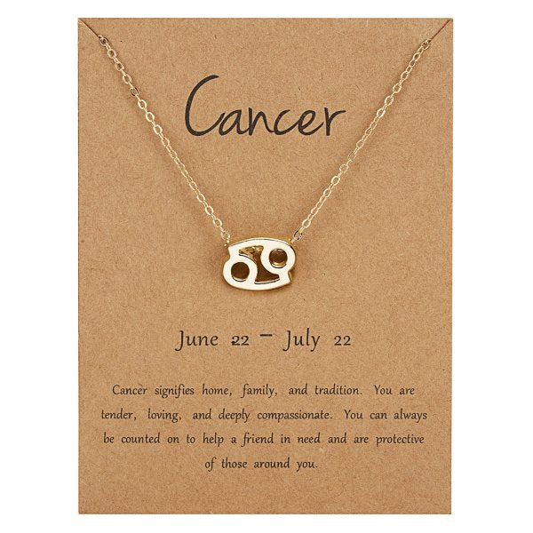 Children's Necklaces:  Steel with Gold IP Birthday Gift Zodiac Necklaces - Cancer