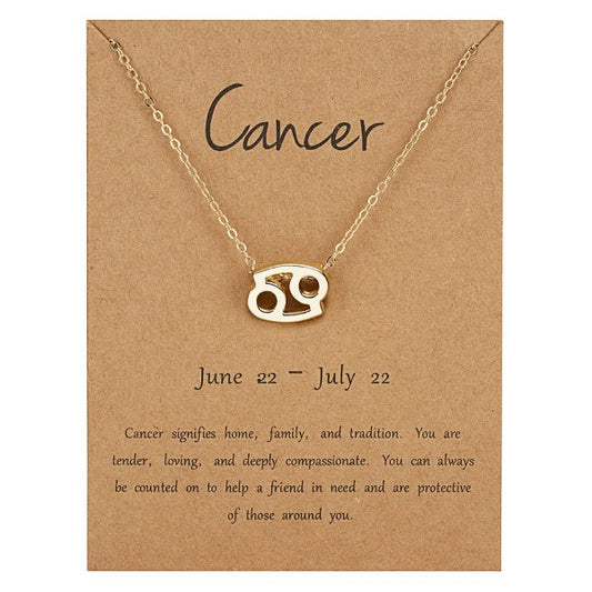 Children's Necklaces:  Steel with Gold IP Birthday Gift Zodiac Necklaces - Cancer