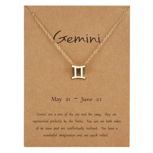 Children's Necklaces:  Steel with Gold IP Birthday Gift Zodiac Necklaces - Gemini