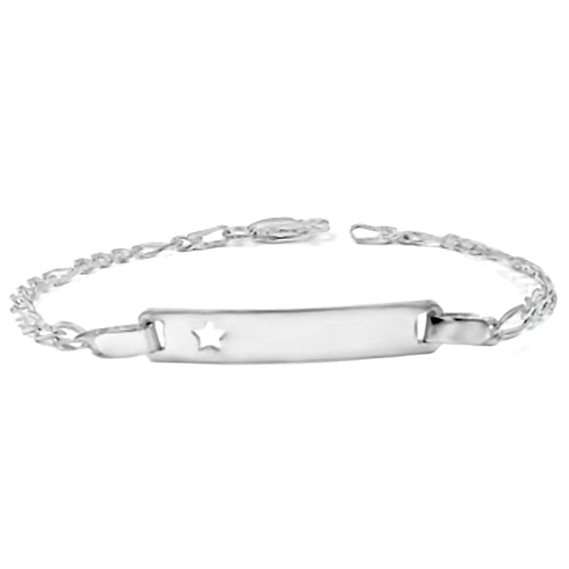 Children's Bracelets:  Sterling Silver Traditional ID Bracelets with Cut Out Star
