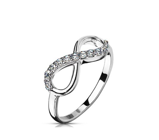 Children's Rings:  Rhodium Plated Surgical Steel Infinity Rings with CZ Size 5