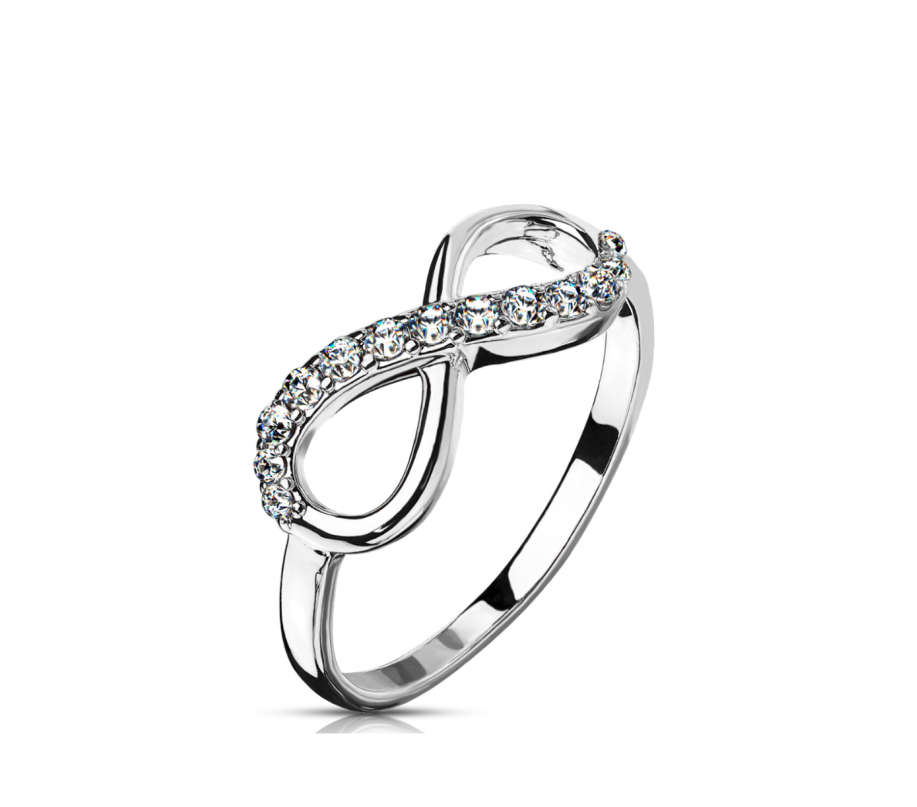 Mothers' Rings:  Rhodium Plated Surgical Steel Infinity Rings with CZ Size 8